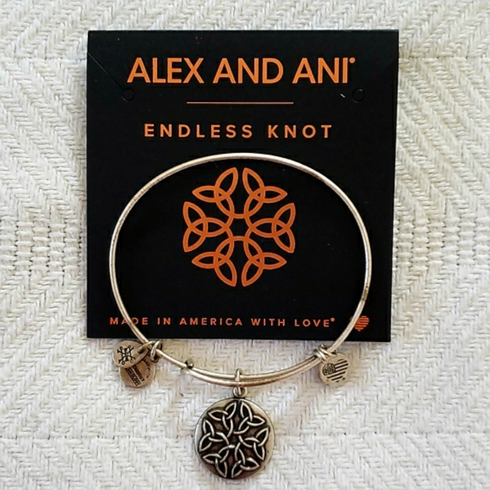 Alex and Ani Silver Tone Knot Bracelet & Card